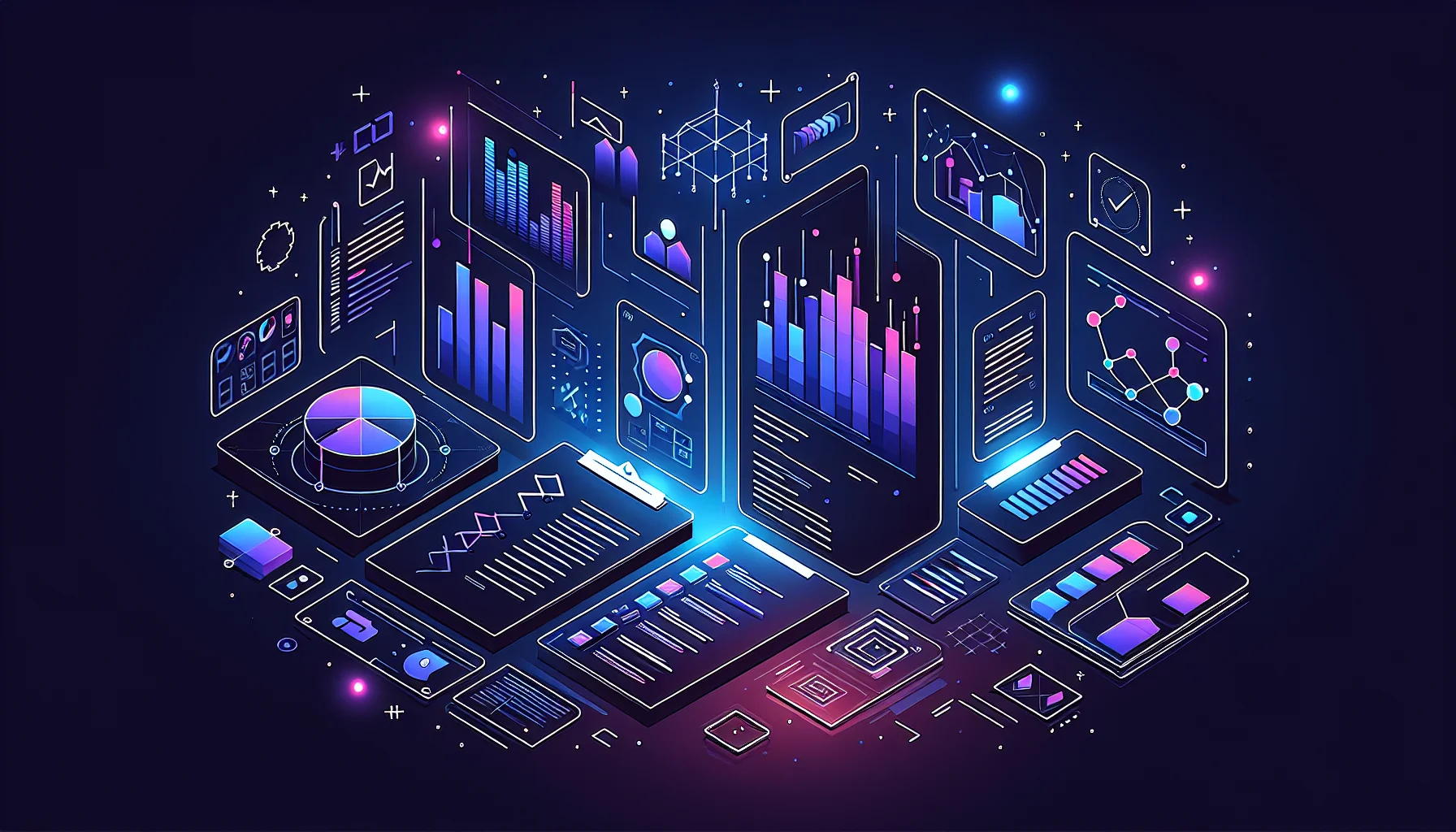 Belangrijke criteria bij het kiezen van een ETF broker Abstracte illustratie van handelsinterface elementen en selectiecriteria voor ETF broker vergelijking