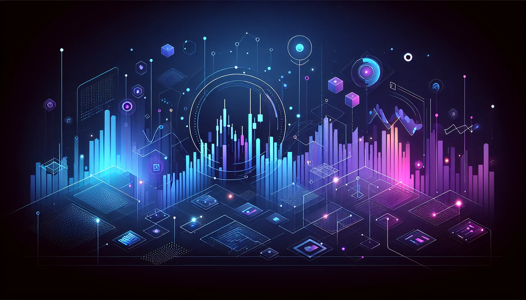Forex trading interface illustratie voor broker vergelijking Nederland Abstracte forex trading interface met candlestick grafieken en financiële data visualisatie elementen