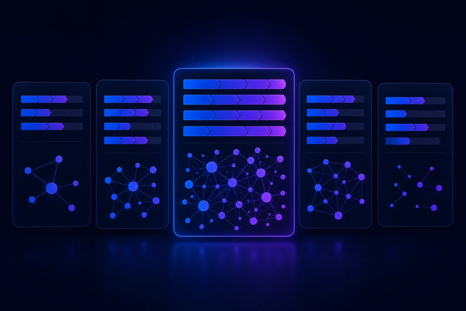 Vergelijking van CRM-dashboards met pipeline-visualisaties en klantrelatie-netwerken naast elkaar