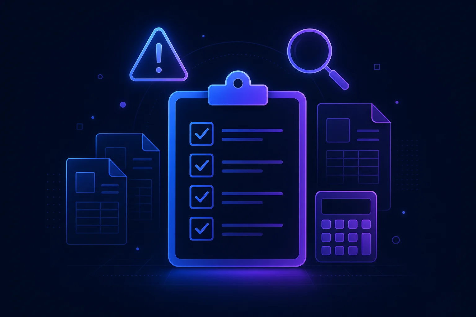 Abstracte checklist met waarschuwingsicoon en vergrootglas symboliseert aandachtspunten voor opzeggen van e-Boekhouden
