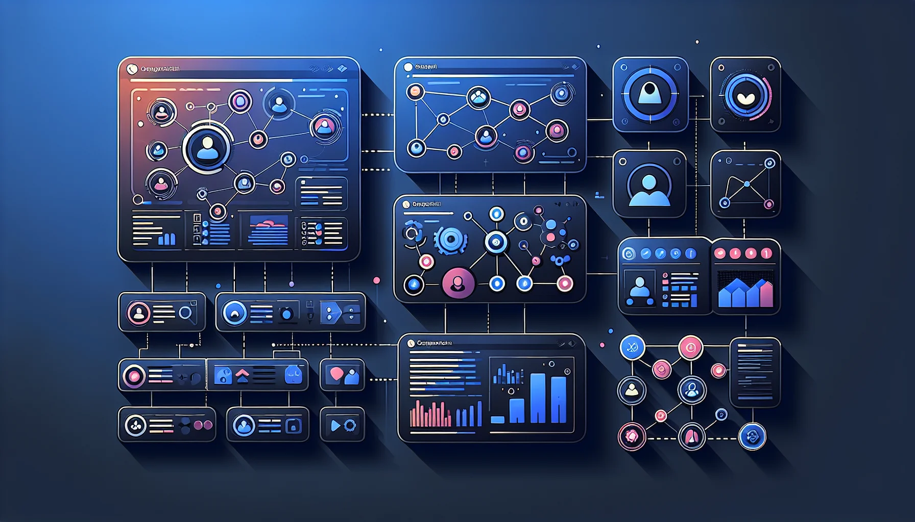 Vergelijking van verschillende CRM-dashboard interfaces met pipeline visualisaties en klantrelatie grafieken
