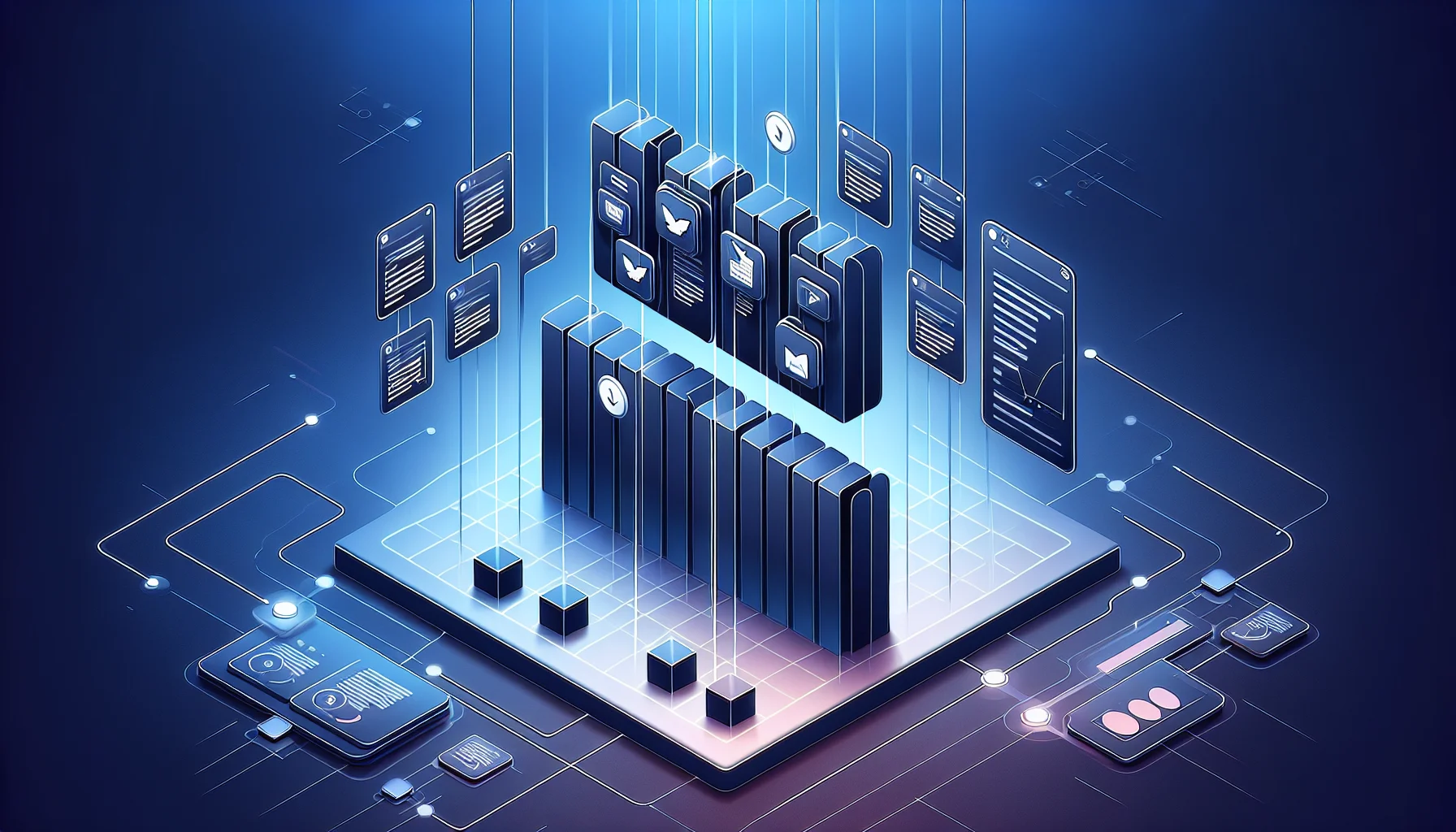 Visuele representatie van projectmanagement software interfaces Abstracte kanban borden met taakkaarten en tijdlijn elementen voor software projectmanagement tools vergelijking
