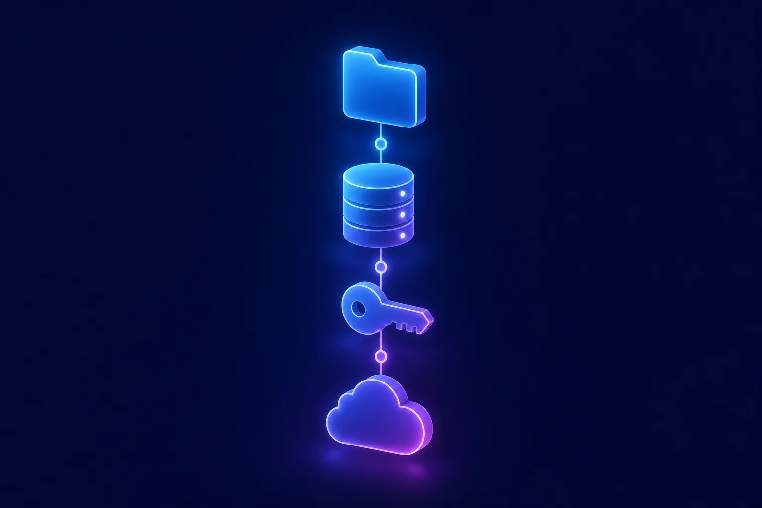 Abstracte iconen voor backup, inloggegevens en bestanden nodig voor het verhuizen van een website naar nieuwe hosting